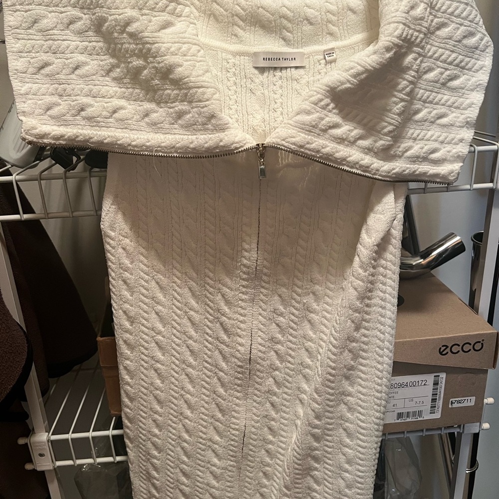 Rebecca Taylor Cream Textured Zip Dress